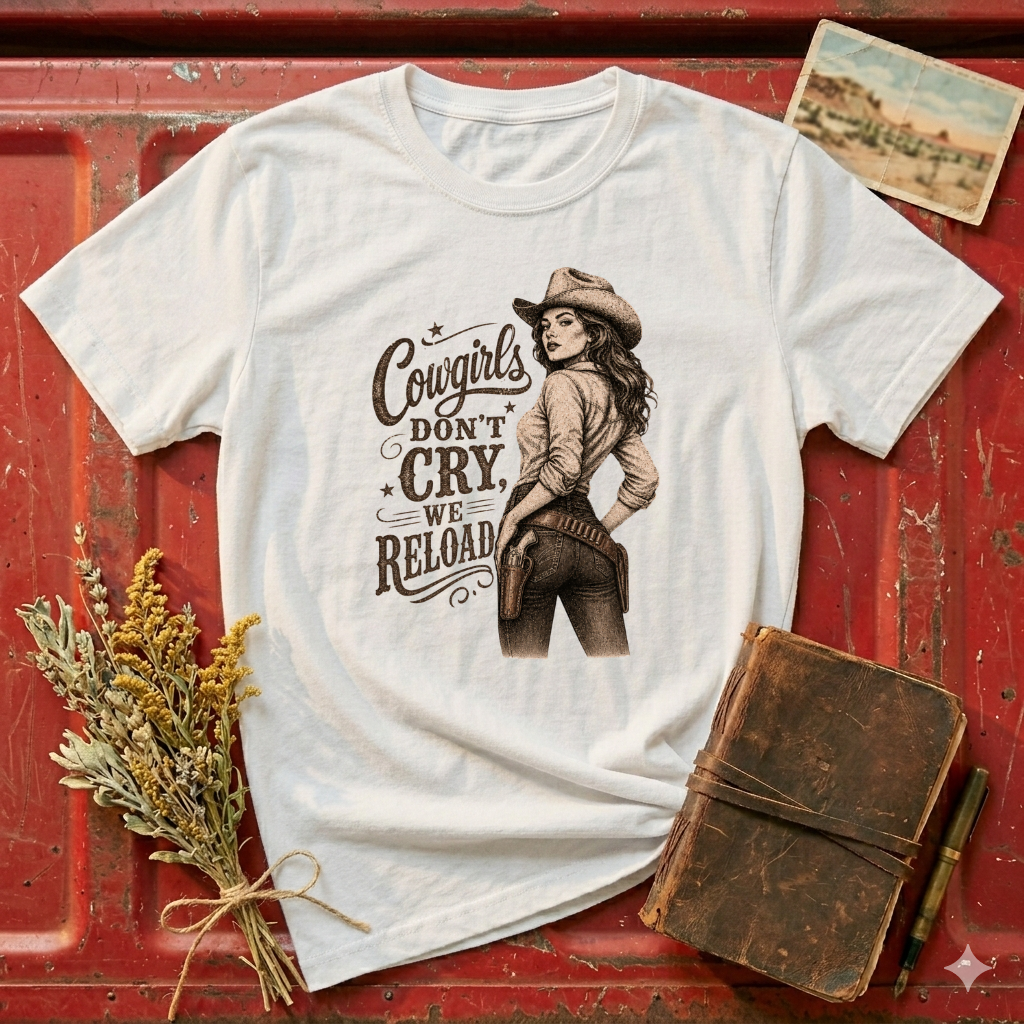 Cowgirls Don’t Cry Graphic Tee — Retro Western Cowgirl Shirt