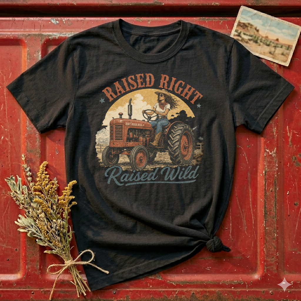 Raised Right Raised Wild Tractor T-Shirt — Vintage Country Farm Graphic Tee